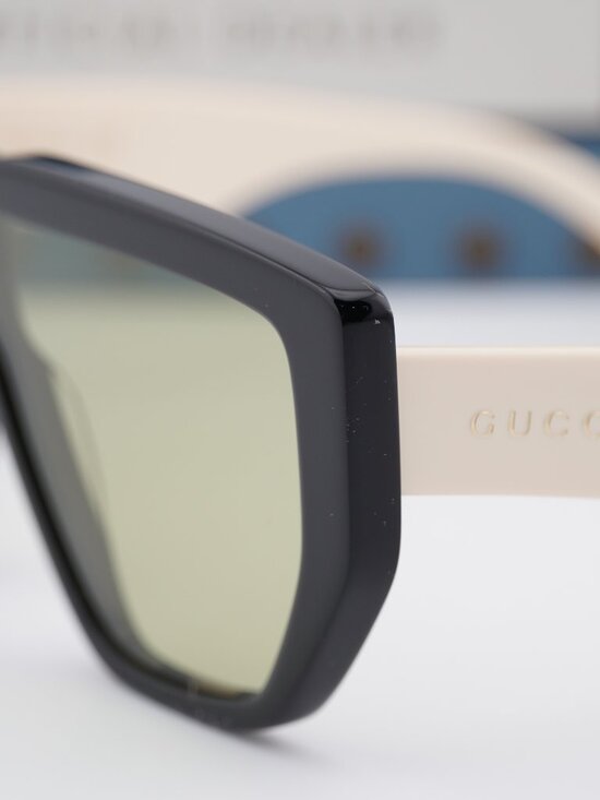 Gucci GG0997S 001 Shield Sunglasses - Black / Green main image 7